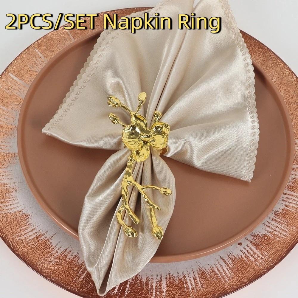 2PCS Luxury Plum Blossom Napkin Ring Elegant Serviette Ring Creative Table Napkin Holder  Banquet