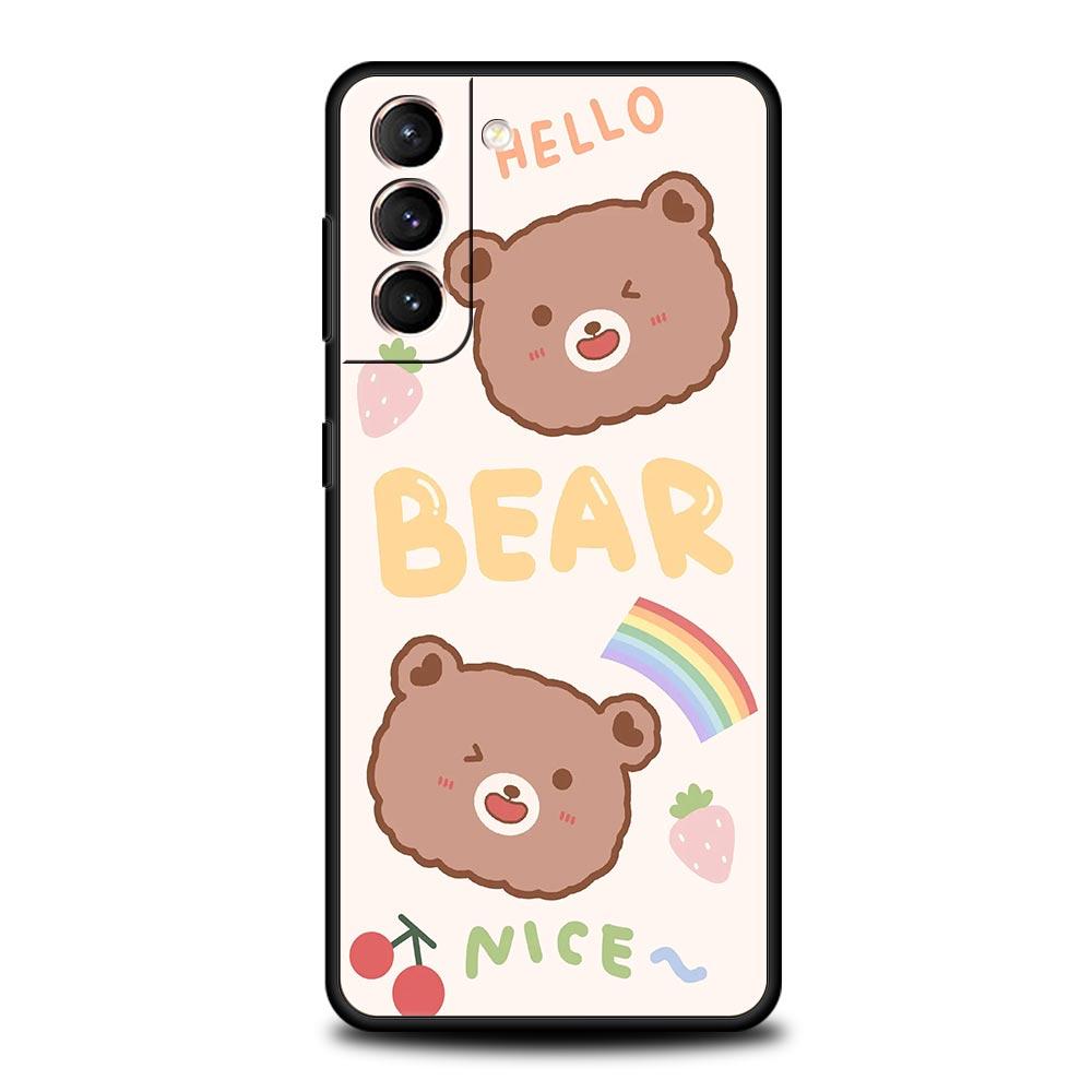 Phone Case For Samsung Galaxy S24 S23 S22 Ultra S20 S21 FE 5G S10 S9 Plus S10E S8 S7 Edge Soft Silicone Cover Cute BEAR