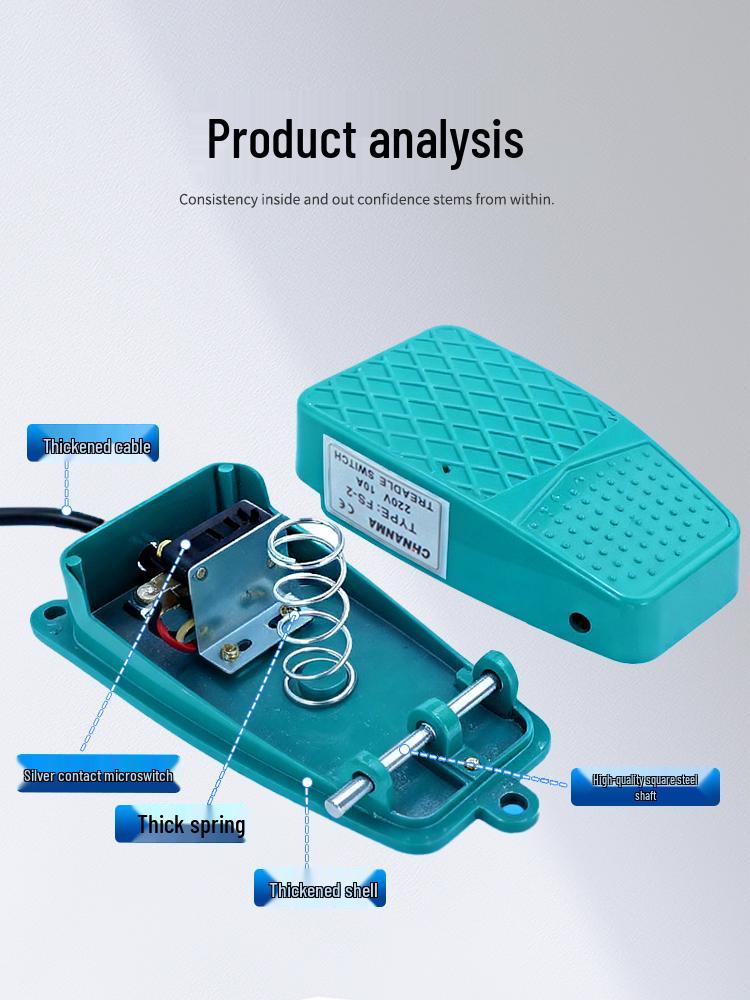 Self-Resetting TFS-201/EKW-B Foot Switch with Cable for Punch Press, 220V