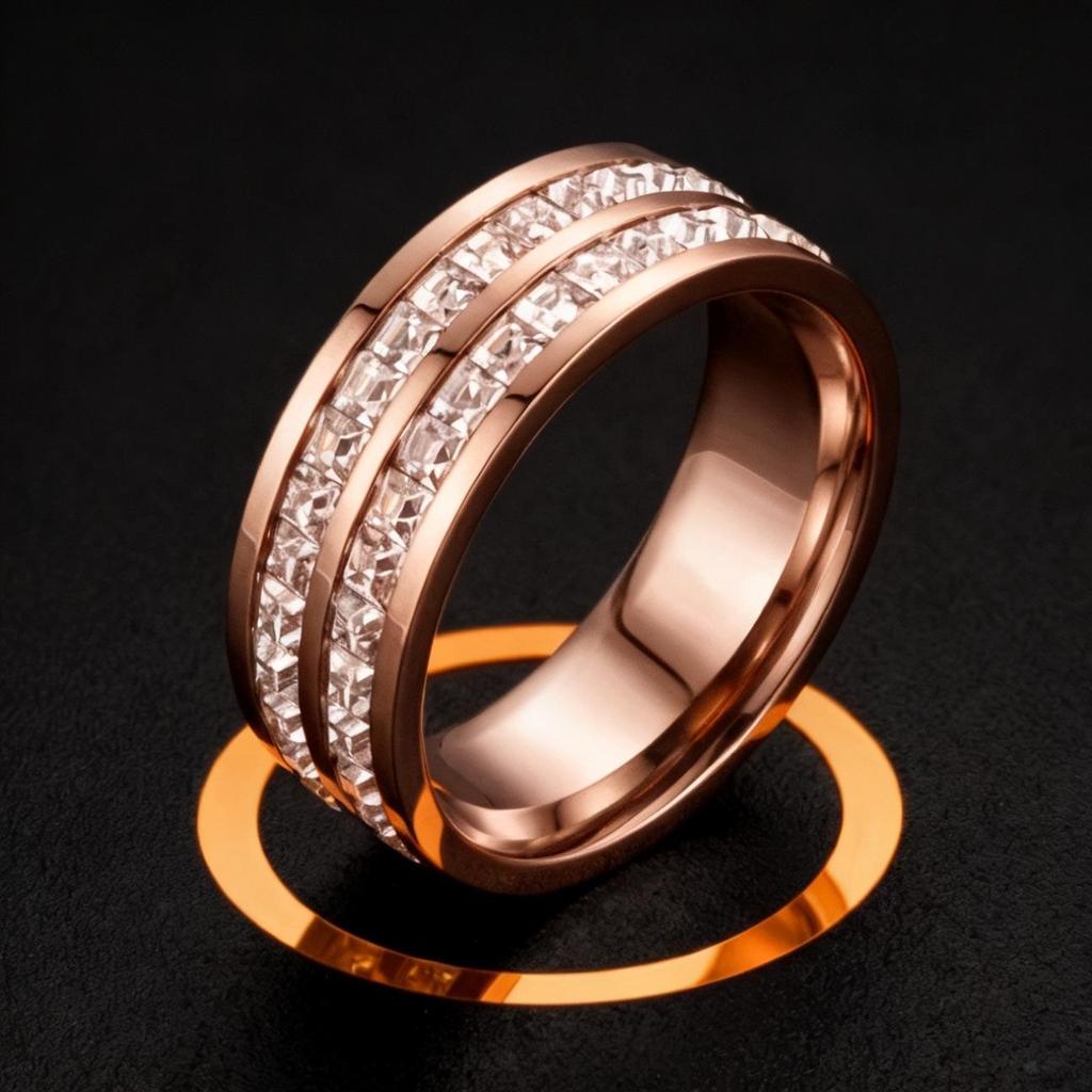 Luxe Dames RVS Ring: Elektrogeplateerd titanium, vervaagt niet, veelzijdig ontwerp