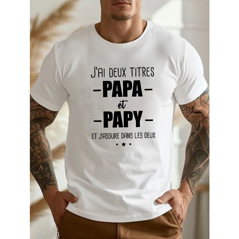 Deux Titres Papa Et Papy Crinkle Plus Size Men's T-Shirt, PLUS SIZE,Oversized, Cool, Casual, and Fashionable