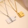 Popular titanium steel necklace, retro book can open couple collarbone chain, fashionable stainless steel necklace