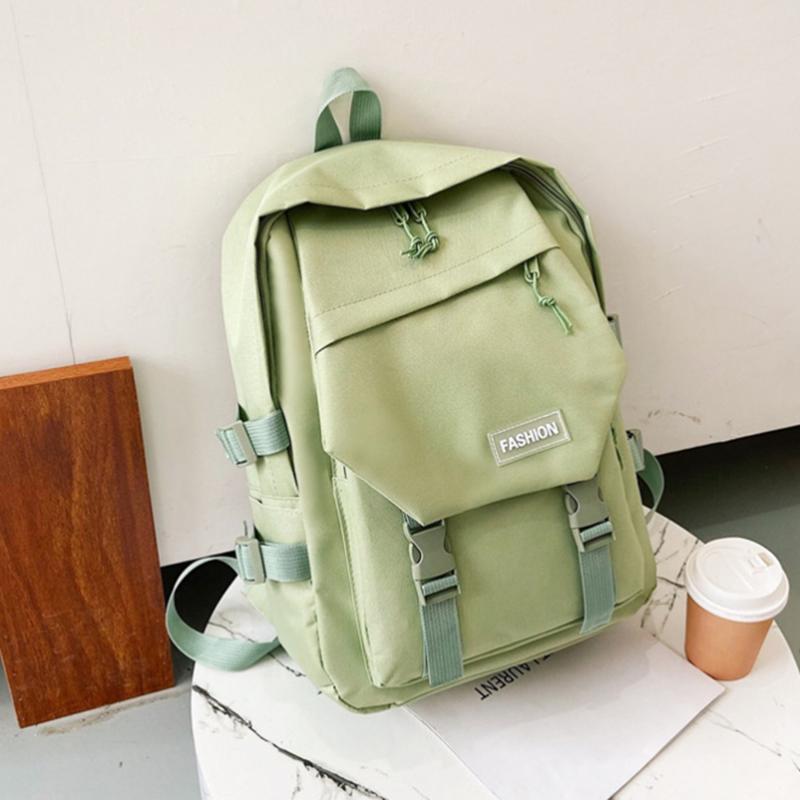Рюкзаки Опрятный студенческий рюкзак большой емкости на пуговицах дорожная сумка однотонный простой Harajuku шикарный модный ретро унисекс High Street 2809₽