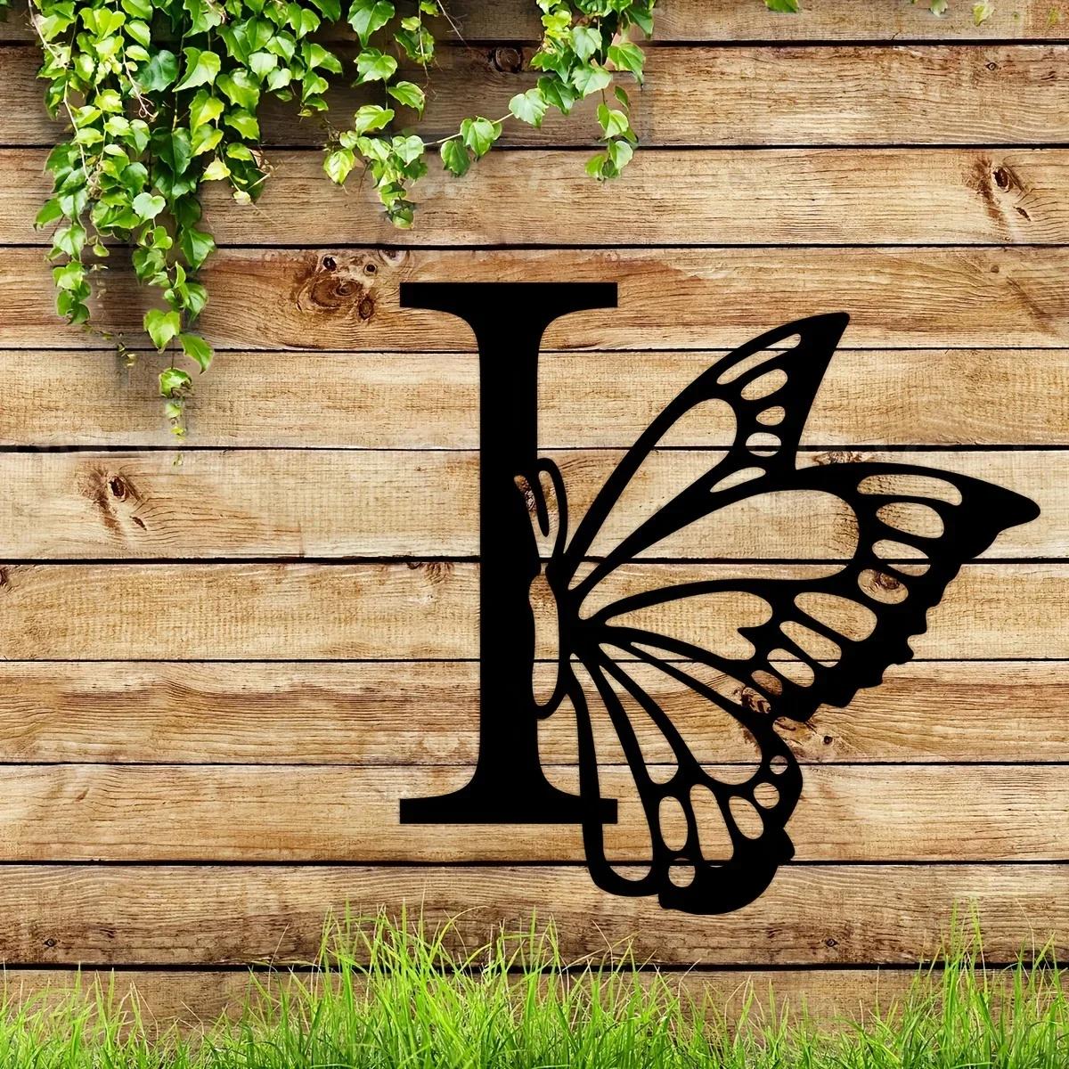 1 шт. Металлический знак с монограммой в виде бабочки - все буквы. Металлические — фото 20