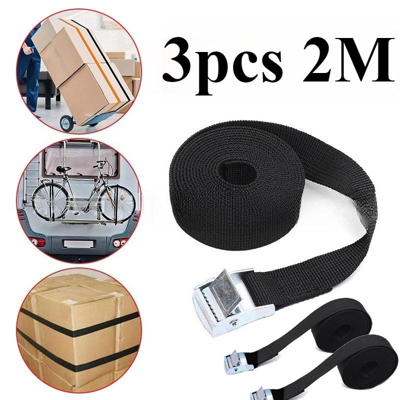 1/3pc 2M Buckle Tie-Down Belt Cargo Straps for Car Motorcycle Bike with Metal Buckle Tow Rope Strong Ratchet Belt Luggage Bag