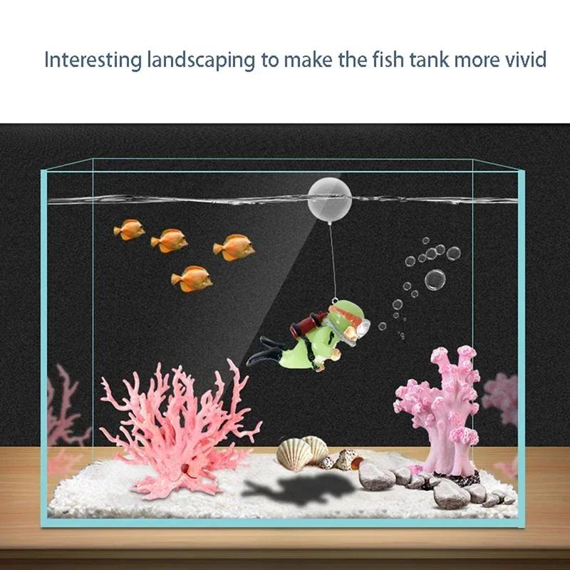 Fish Tank Decoration Luminous Green Mini Floating Diver Aquarium Ornaments Cute Small Floating Ball Aquarium Accessories Acuario