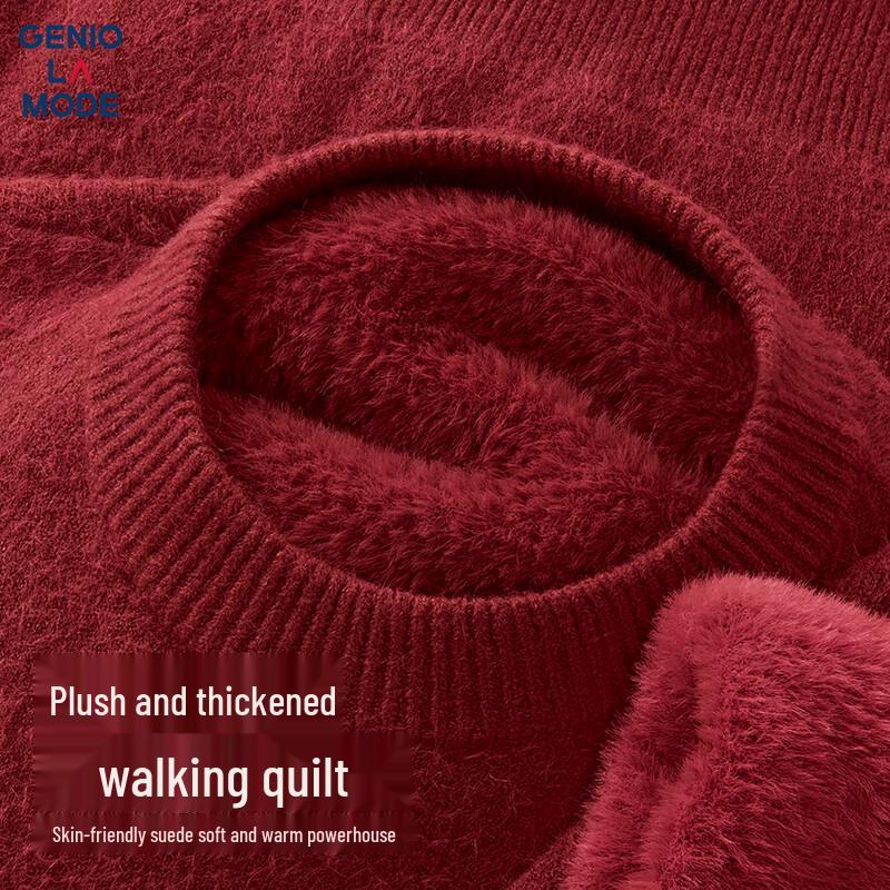 GENIOLAMODE Men's Winter Crew Neck Thermal Knit Sweater