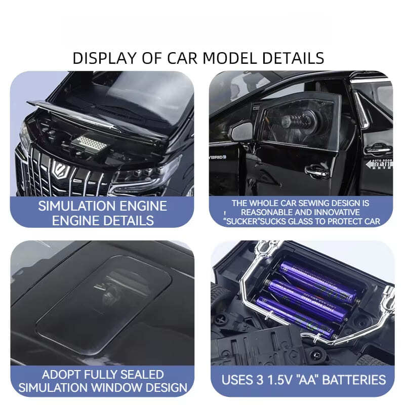 Yeni 1/18 Toyota Alphard MPV Çinko Alaşım Araba Modeli Döküm Metal Oyuncak Araba Araba Modeli Yüksek Simülasyon Ses ve Işık Çocuk Hediyesi Süsler
