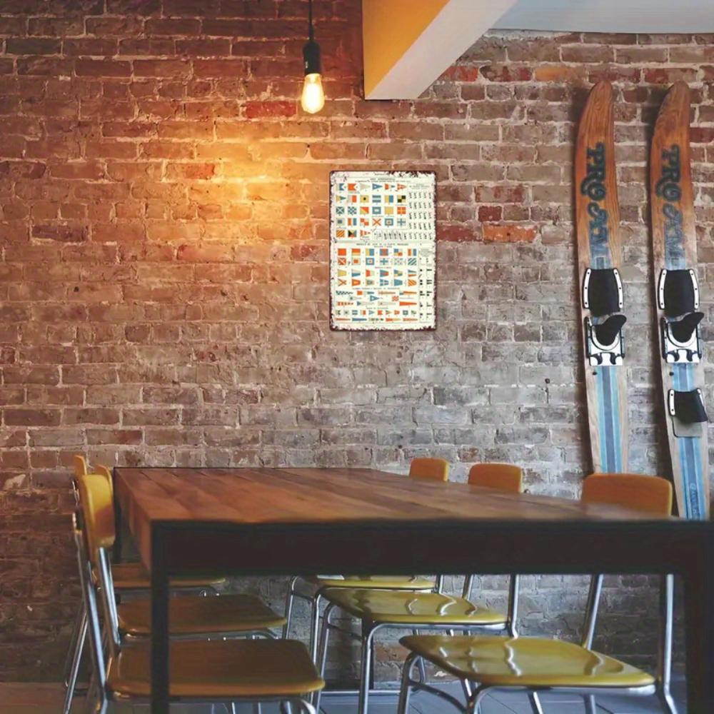 Vintage Naval Signal Flags Metal Tin Sign, International Code Classic Wall Art, Retro Farmhouse Iron Poster for Living Room