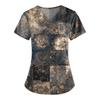 Plus Size Printed Scrub Working Uniform Tops For Women's V-Neck Print Short Sleeve Fun T-Shirts Workwear Tee With Pockets