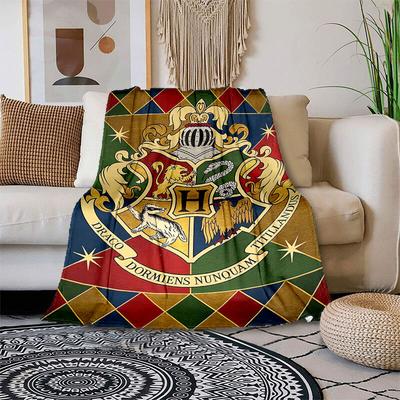 1pc Hogwarts Crest Cartoon Blanket,Portable Throw for Travel & Camping, All Season Cozy Blanket,Ideal Gift