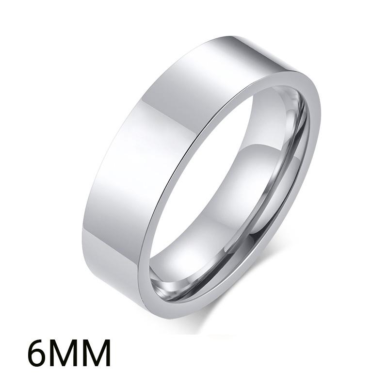 2mm 4mm 6mm 8mm Stainless Steel Wedding Ring for Women Flat Finger Rings Fashion Bijoux Femme Engagement Jewelry