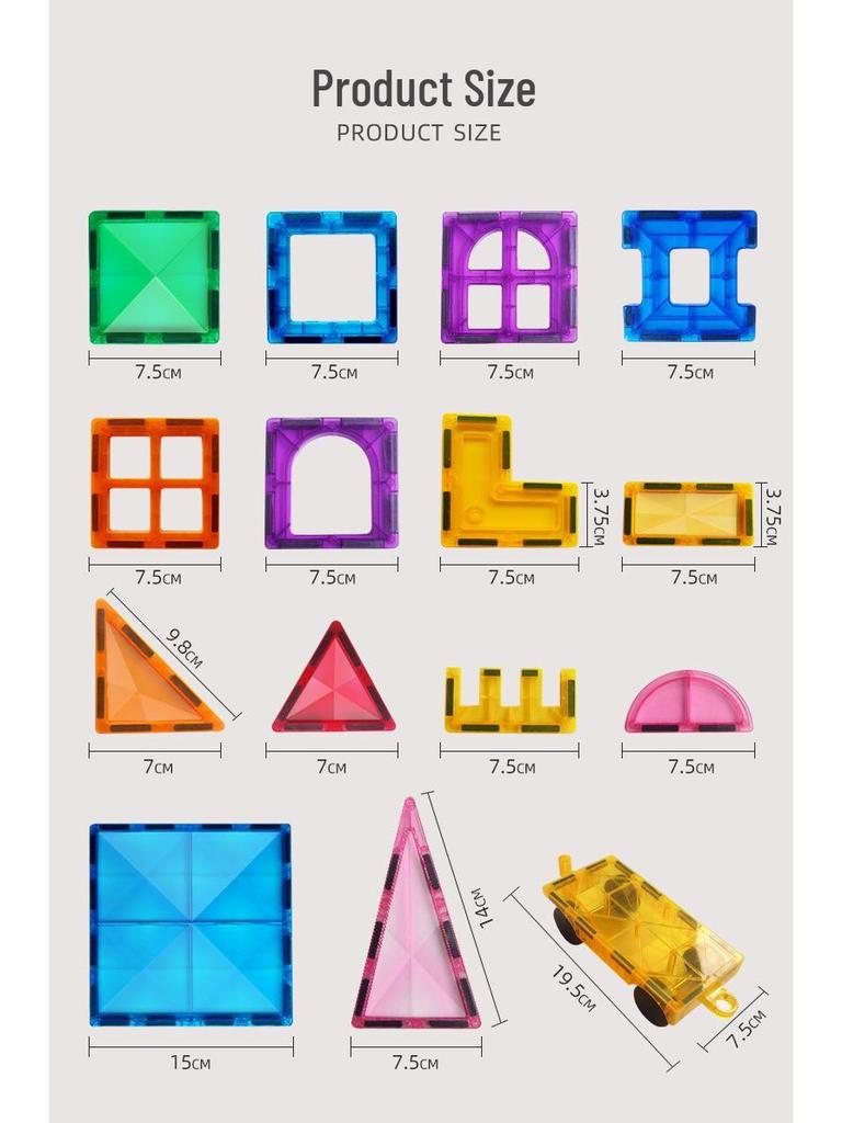 Stained Glass Magnetic Building Blocks Set - 100-Piece Educational Toy for Kids