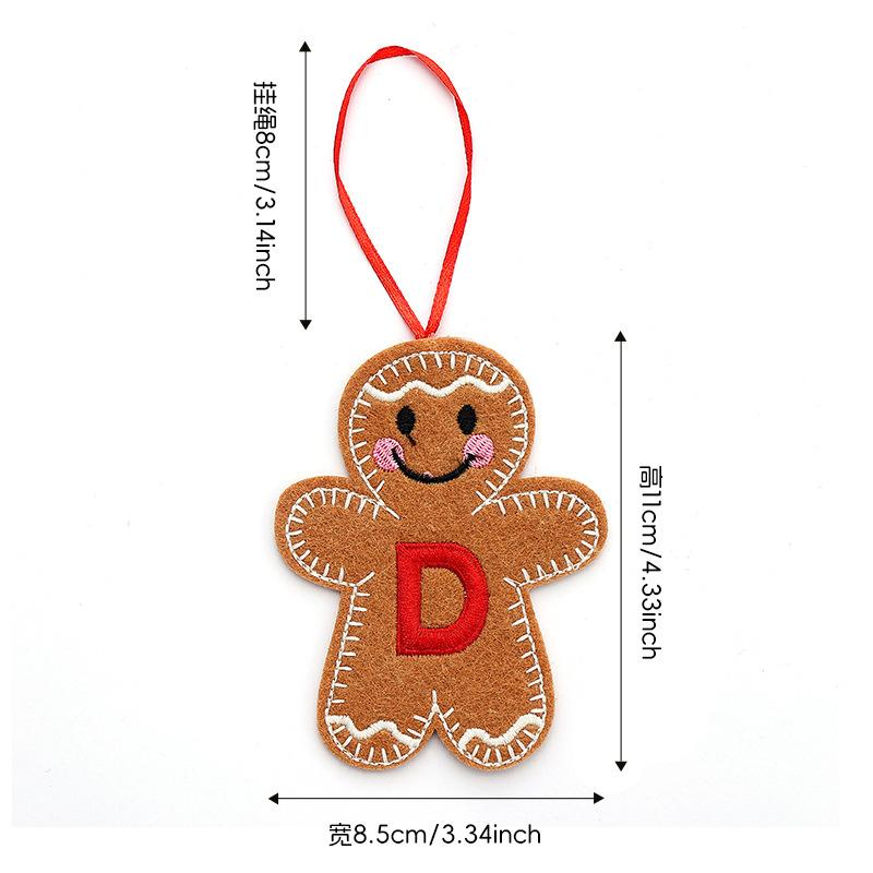 Gingerbread Man Ornaments for Christmas Tree Hanging Decor with Alphabet Letters Festive Holiday Home Decorations Gift