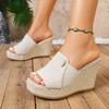 Women Wedges Sandals Comfortable Slip on Sandals Trend Summer High Heels Shoes Women Shallow Outdoor Beach Platform Shoes Women