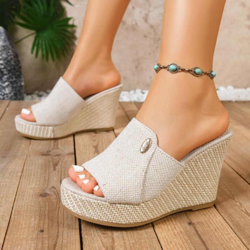 Women Wedges Sandals Comfortable Slip on Sandals Trend Summer High Heels Shoes Women Shallow Outdoor Beach Platform Shoes Women