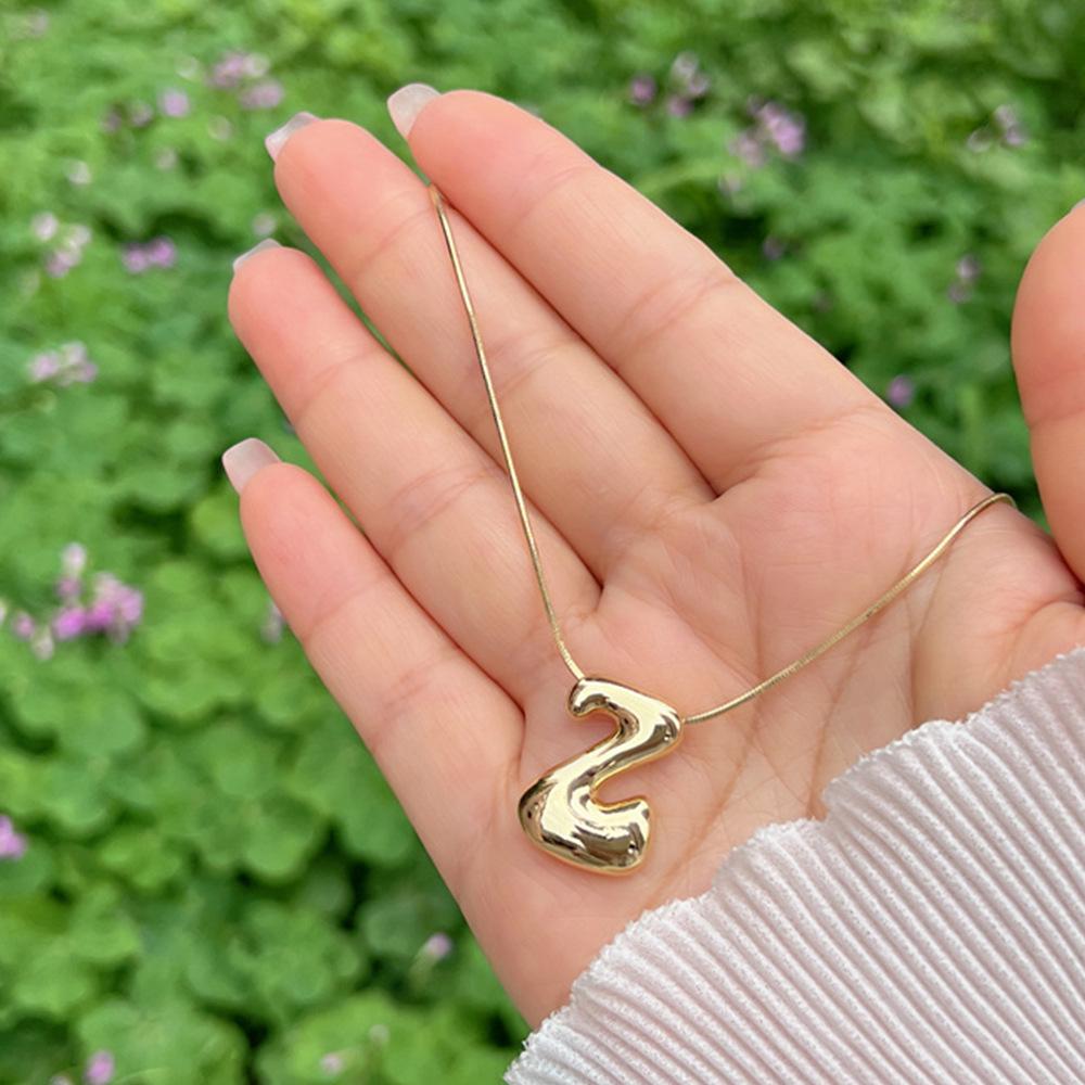 18K Gold Copper-Plated A-Z Balloon Bubble Alphabet Pendant Necklace, 2024 Stylish Glossy Design.
