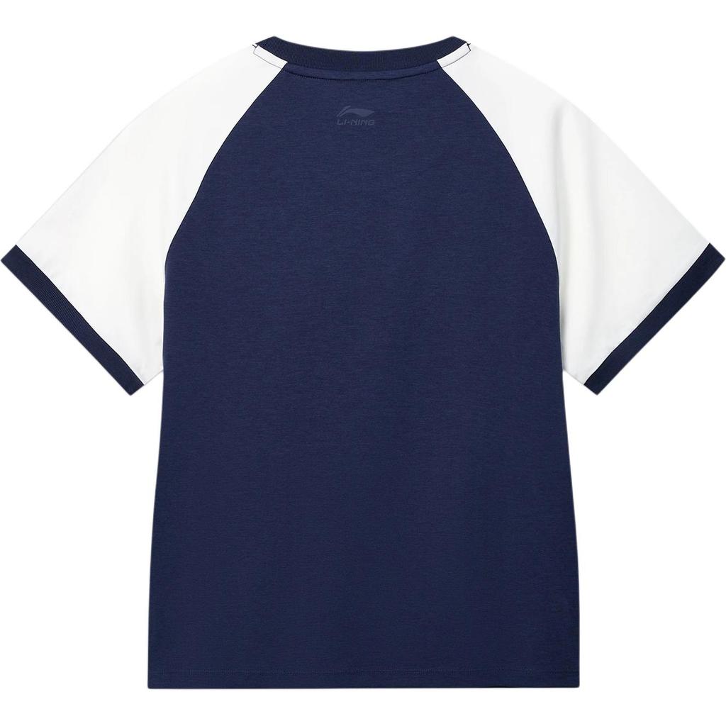 Li-Ning Sport Lifestyle Series Letter Round Neck Color Block Short Sleeve T-Shirt Women tops AHSW606-2