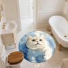 Water Ripple Cat,Round Area Rug,Carpet Rug for Living Room Bedroom Sofa Playroom Decor,Non-slip Floor Mat
