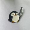 Funny Penguin Holding Big Knife Brooch Pin Badge for Backpacks Hats Unique Gift Accessory