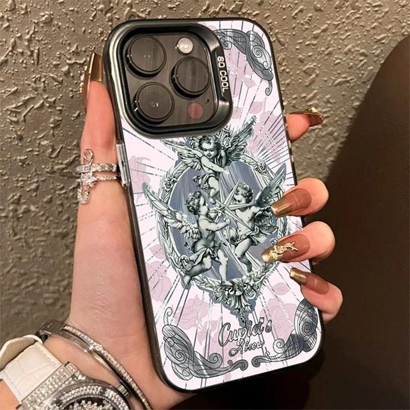 Retro European Cupid Mermaid Phone Case For  14 Cases Mi 13 12 11 Lite 13T 12T Poco M6 X6 X5 F5 Pro Laser Shockproof Cover