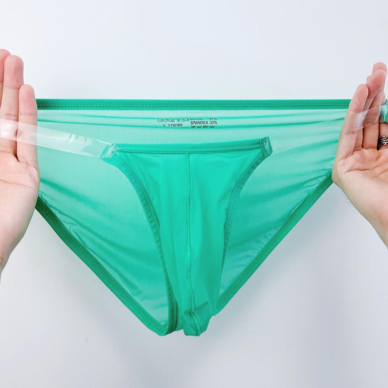 Przezroczyste, wąskie majtki męskie z wysokim stanem, letnia, cienka, lodowato-jedwabna, sportowa, oddychająca, bezszwowa, szybkoschnąca męska bielizna
