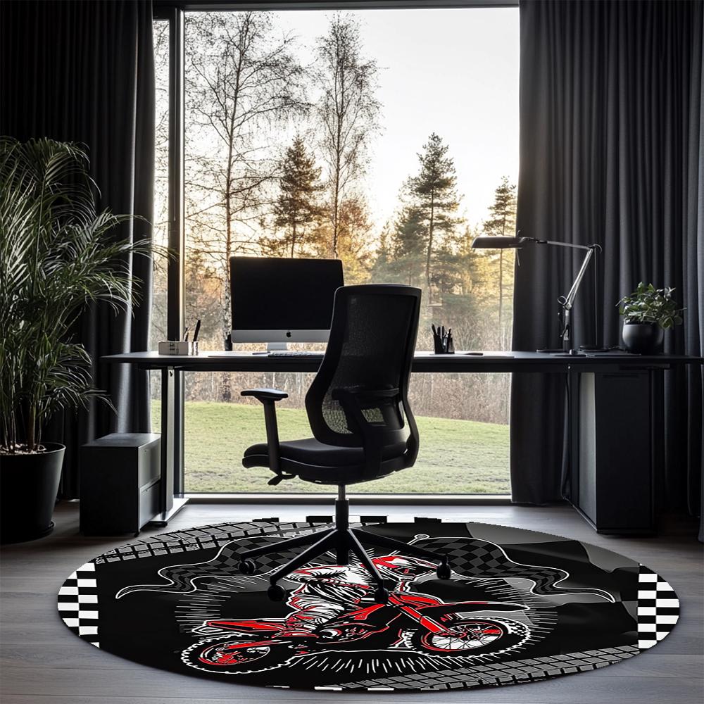 Off-road motoren Gedrukt Rond Vloerkleed Stoelkleed Gebiedskleed Entree Deurmatten, voor Kantoorstoel Woonkamer Slaapkamer Keuken.