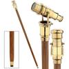 Vintage Brass Telescope Walking Stick – Foldable Wooden Cane with Hidden Spyglass, 93.98 Cm