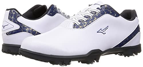 Mizuno Wide Style Light Golf Shoes, Men's, White/Navy, Size 27.0 Cm, 4E