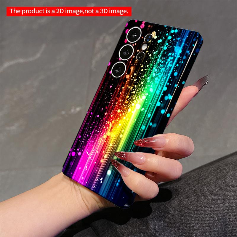 2DFlat Samsung phone case Rainbow Light Particles Flowing Down Applicable to Galaxy S22 S23 S24 S25ULTRA S26 A12 A13 A14 A15 A16