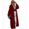 Pull Cardigan pour Femme Nouveau Style Couleur Unie à Capuche Long Ample Tricot Torsadé Vêtements Femme