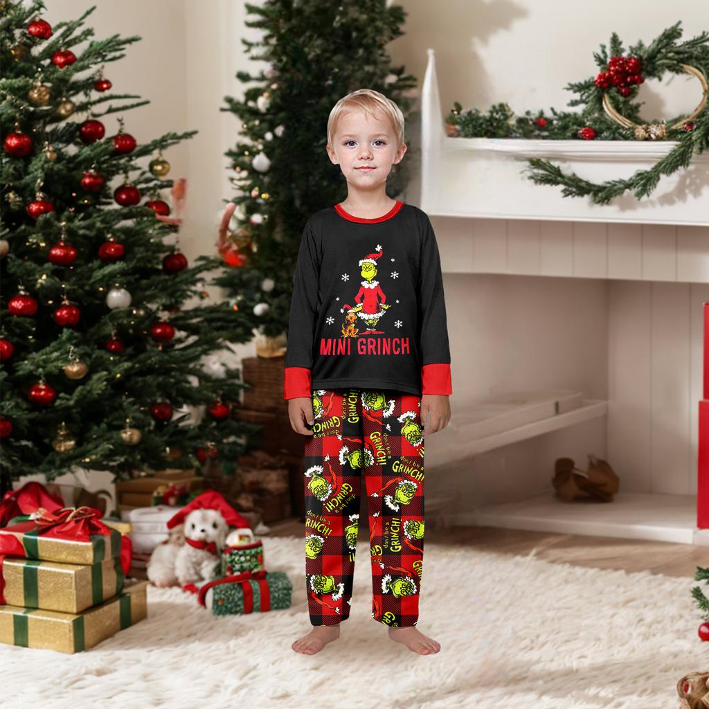 Christmas Print Cute Family Set Pajamas, Home Clothes, Family Set Long Sleeve Top Pants Set
