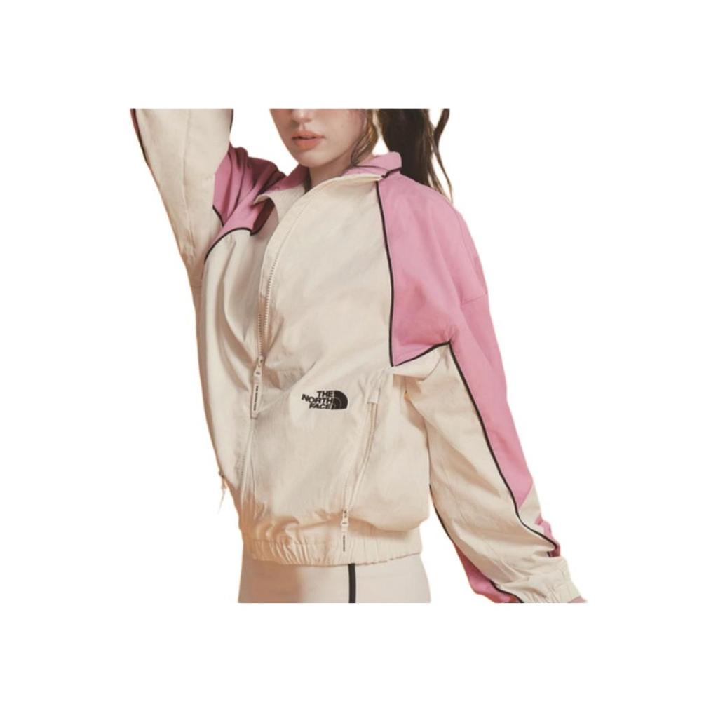 The North Face Logo Color Block Stand Collar Loose Jacket Men jackets Cream-White NJ3BR10K