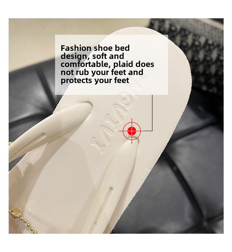 2023 Women's Summer Rhinestone Chain Flip Flops: Stylish Wedge Heel Sandals for Beach Vacations