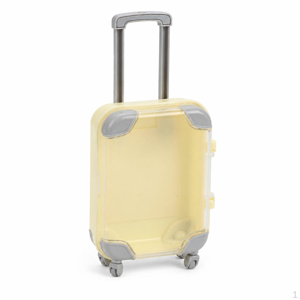 Miniature Suitcase Eyelash Storage Box, Dollhouse Travel Luggage Toy Pink