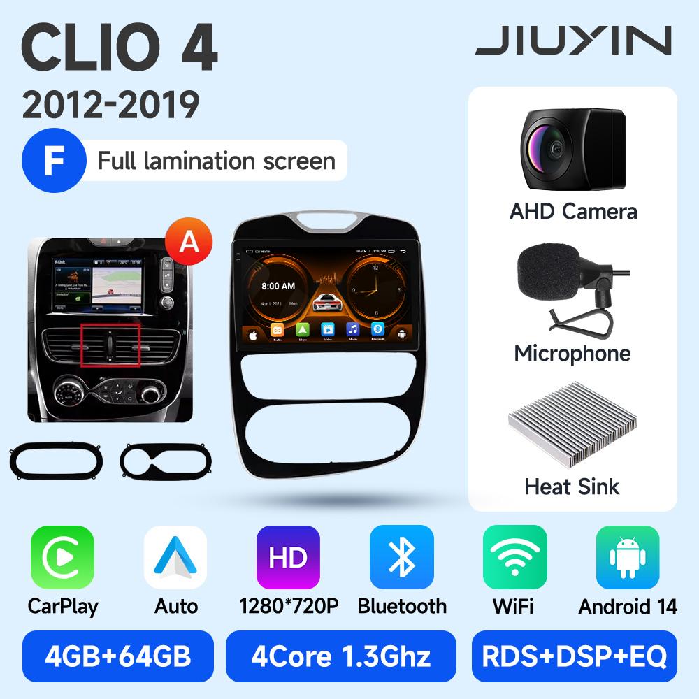 JIUYIN Android 15 Wireless CarPlay Auto Car Radio For Renault Clio 4 ZOE 2012-2019 Intelligent Systems DSP SWC RDS GPS FM BT
