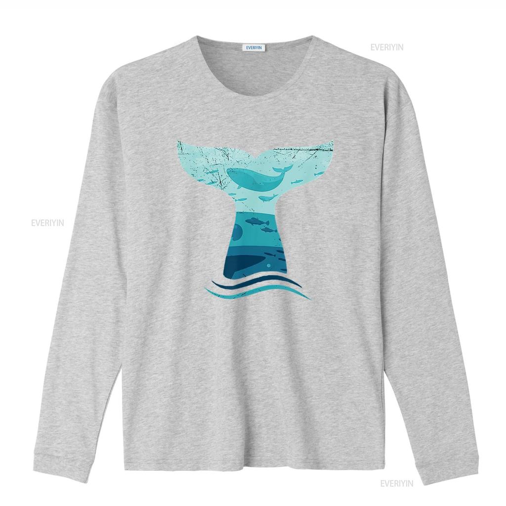 Womens Whale Tail In Waves Orca Killer Ocean Design T Shirt vintage Washed Stylish Slightly streetwear Top For Everyday Wear