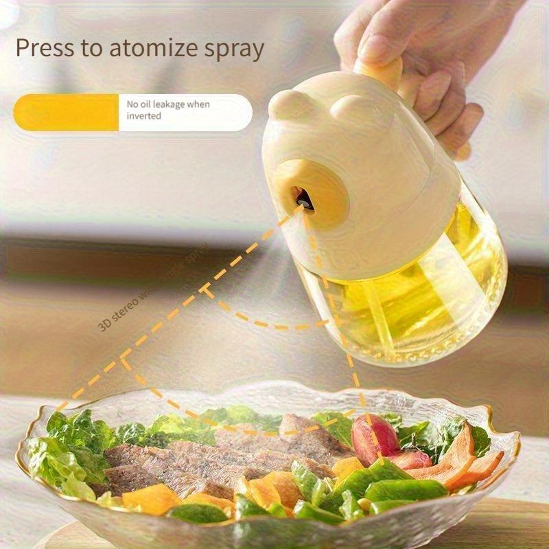 Glass Bear Shaped Oil Sprayer Bottle with Handle ,Ideal for Air Fryers, Kitchen Use, Transparent Design for Easy Monitoring,