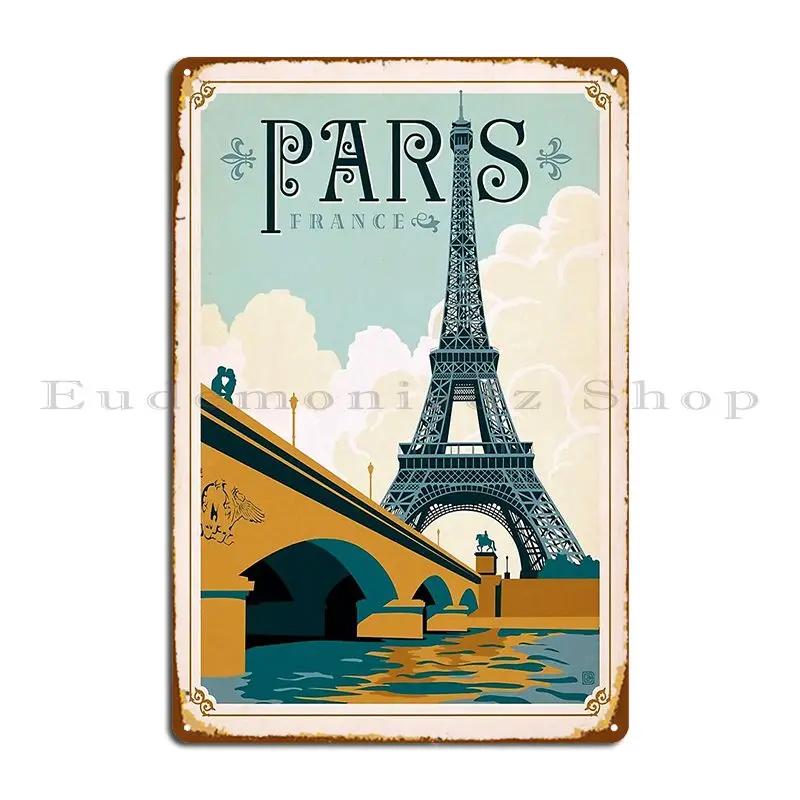Eiffel Postcard Poster Metal Plaque Poster Cinema Garage Custom Pub Plates Plaques Tin Sign Poster