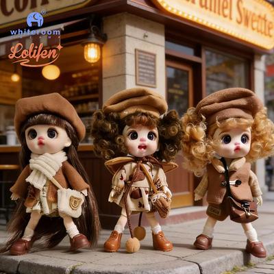 13cm BJD panenka Trendy sběratelská hračka Čtyři série Stylů Měnitelný obleček Telefon Batoh Přívěsek Zdarma Dopaminová barva Šňůrka Mul