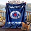Flannel Blanket Rangers FC Print Custom Name Text Soft Throw for Sofa Bed