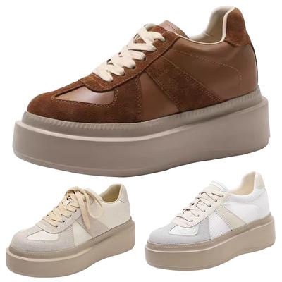 2025 Platform Sneakers voor Dames Echt Leer Lente Casual Gevulkaniseerde Schoenen Dames Dikke Zool Slip-On