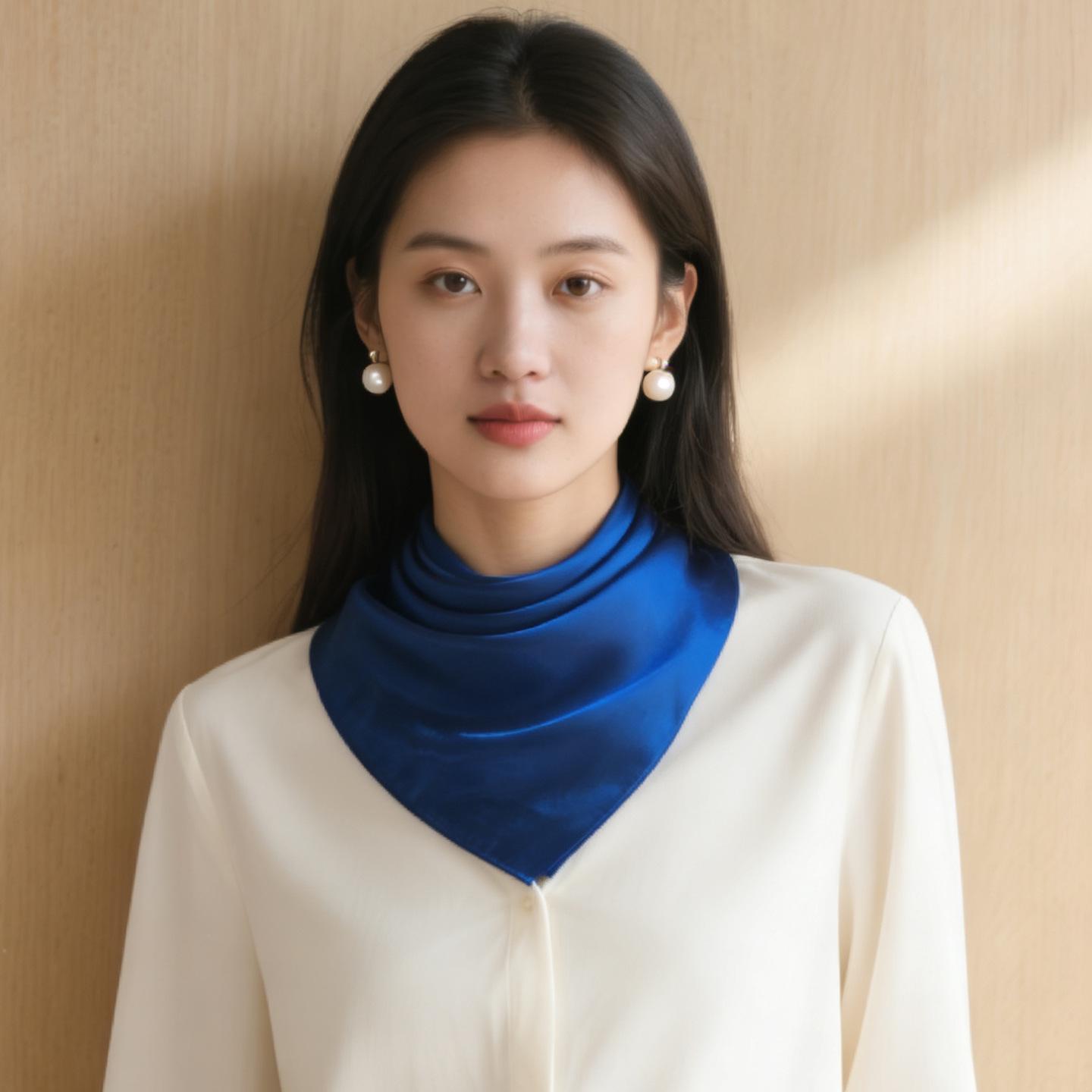 

2026 Корейский стиль 60 см Шелковый квадратный платок для женщин: Элегантный аксессуар для рубашки для бортпроводников Air China 60cm