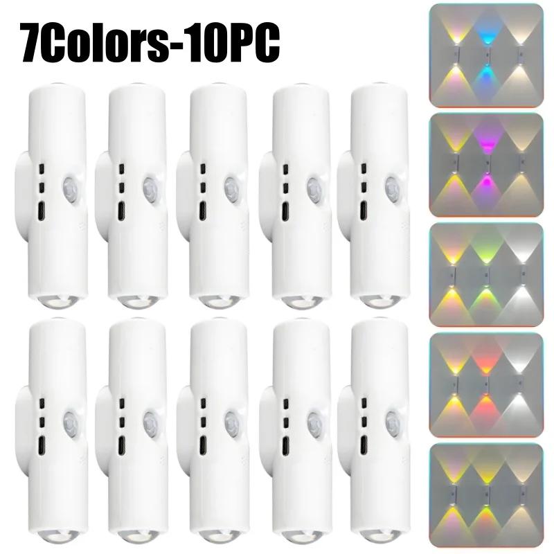 Magnetic RGB Color Changing Night Light with Smart Human Sensor Rechargeable Wall Lamp for Home Decor Ambient Lighting