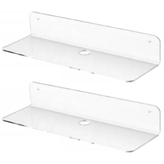 2Pcs Acrylic Floating Wall Shelves with Hole Wall Mounted Clock Speaker Organizer Display Bracket Home Decor
