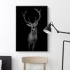 Schwarzes Hirsch Gemälde Druck Leinwand Poster Modern Minimalistisch Wandkunst Tierporträt Dunkle Bilder für Wohnzimmer Heim Wanddeko
