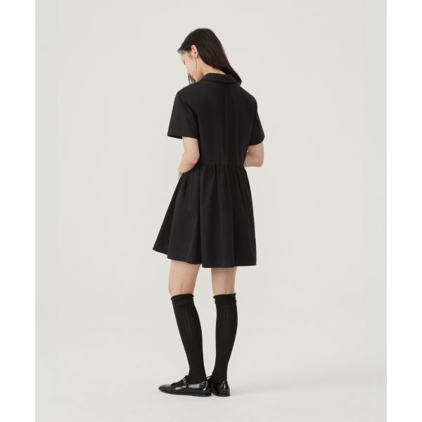 Covernat Ss26 Polo Neck Solid Color Soft Loose Comfortable Fashion Summer Short Sleeve Dress Women dress CO2601OP71BK