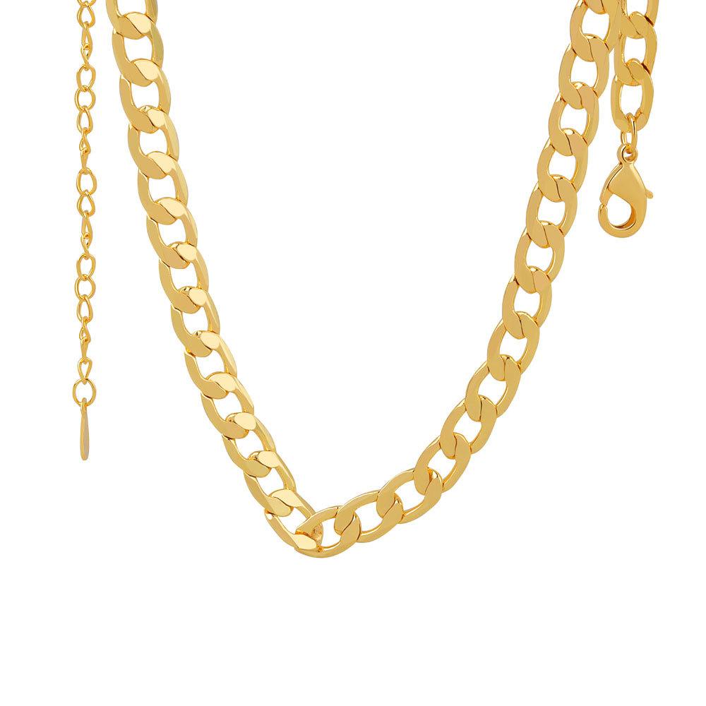 Light Luxury Fashion Jewelry Centimeter Custom Hot Sale Hip Hop  Gold Plated Flat Chain Cuban Chain Ladies Men's Necklace