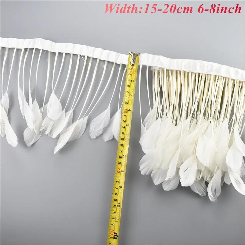 1Meters White Black Pheasant Feathers On Tape Ribbon Turkey Ostrich Fringe Feather Trim Goose Marabou Sewing Clothes DIY Plumes