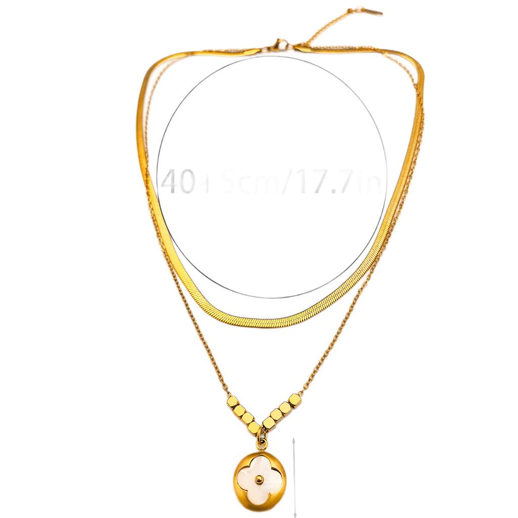 Light Luxury Double-layer Gold Clavicle Chain for Women, European and American Style, Niche Design Four-leaf Clover Pendant Necklace for Sweaters